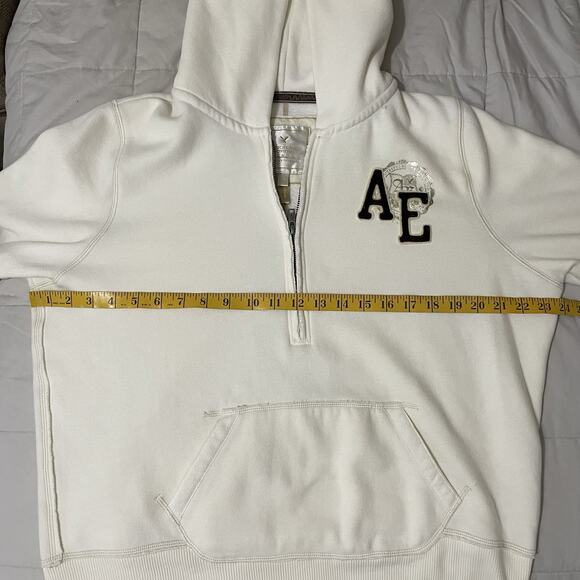 American Eagle Sweatshirt Women Size XL Ivory 1/2 Zip Hoodie Vintage Y2K - Picture 4 of 8
